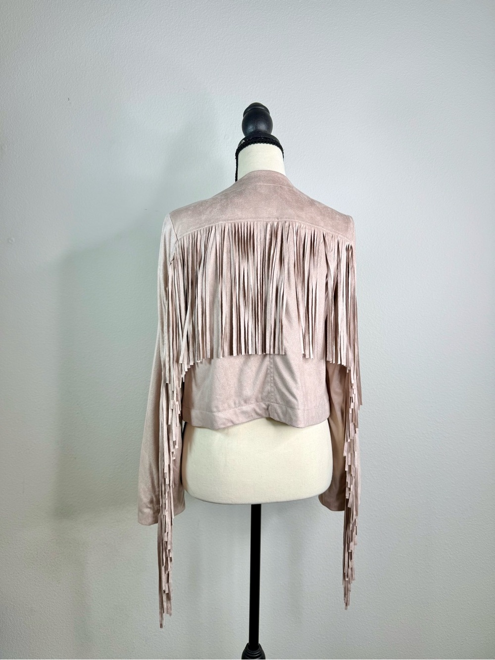 Fringe Suede Cropped Jacket in Blush